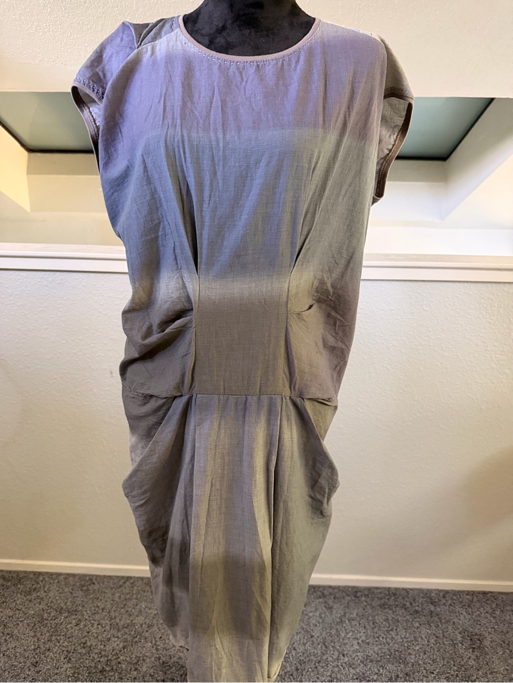 Gunex Women’s Summer Drape Midi Dress in Muted Gray